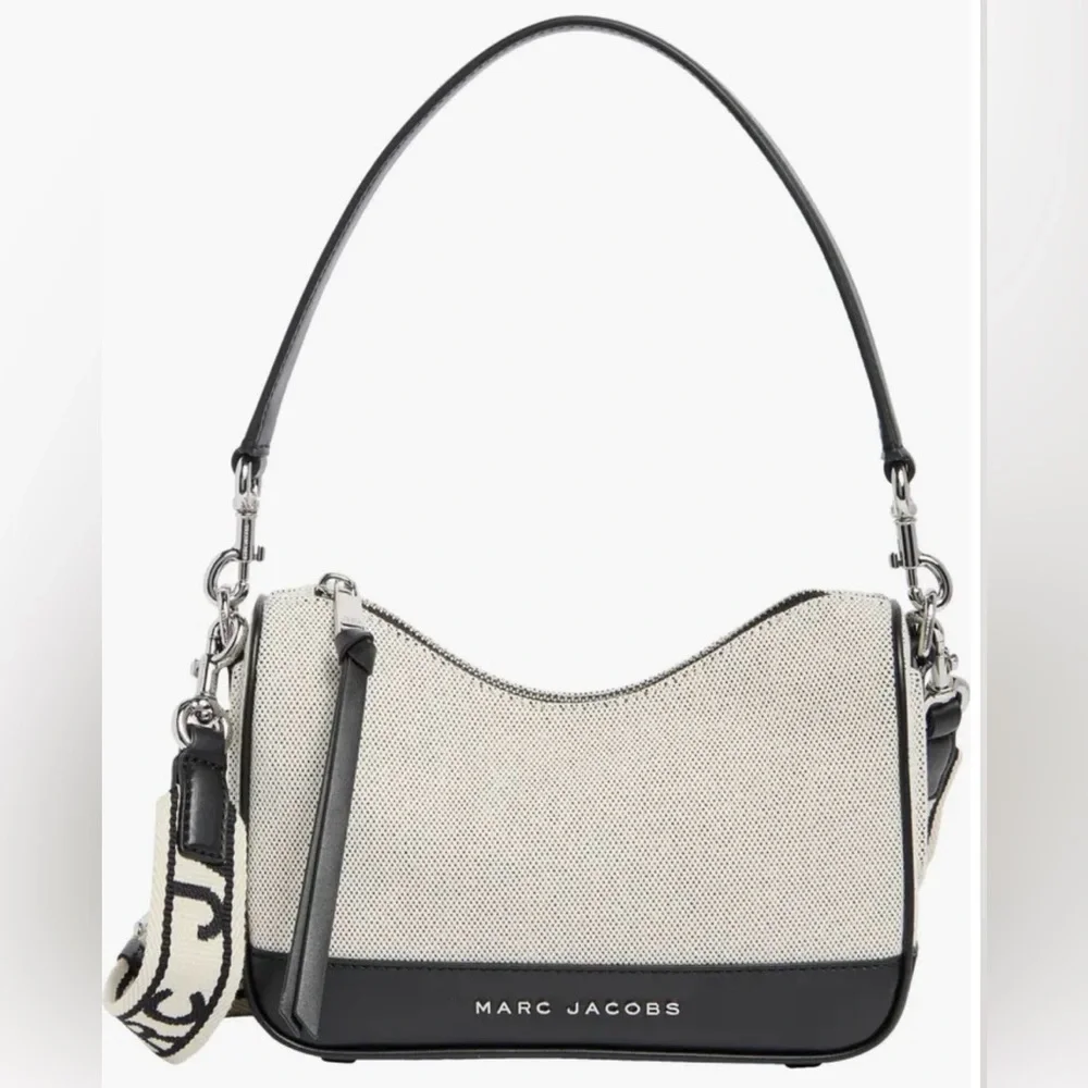 New Marc Jacobs Convertible Canvas Shoulder Bag Beige /Black